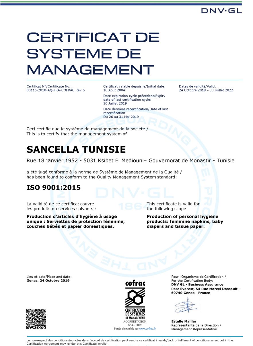 Certificat iso 9001